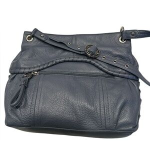 Stone Mountain Elegant periwinkle Blue Leather Shoulder Bag